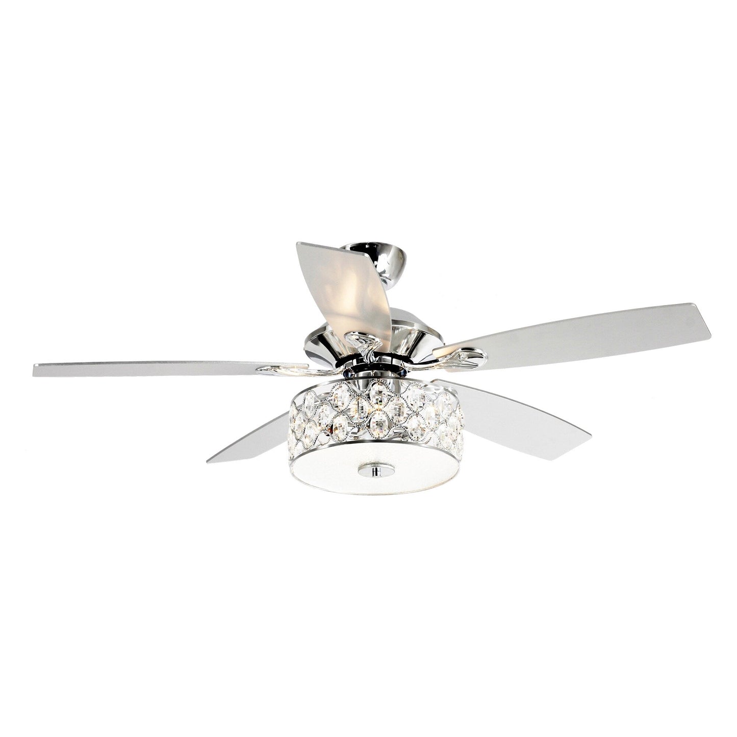 52 pouces Lustre moderne à 4 lumières avec ventilateur de plafond à cristaux et télécommande
