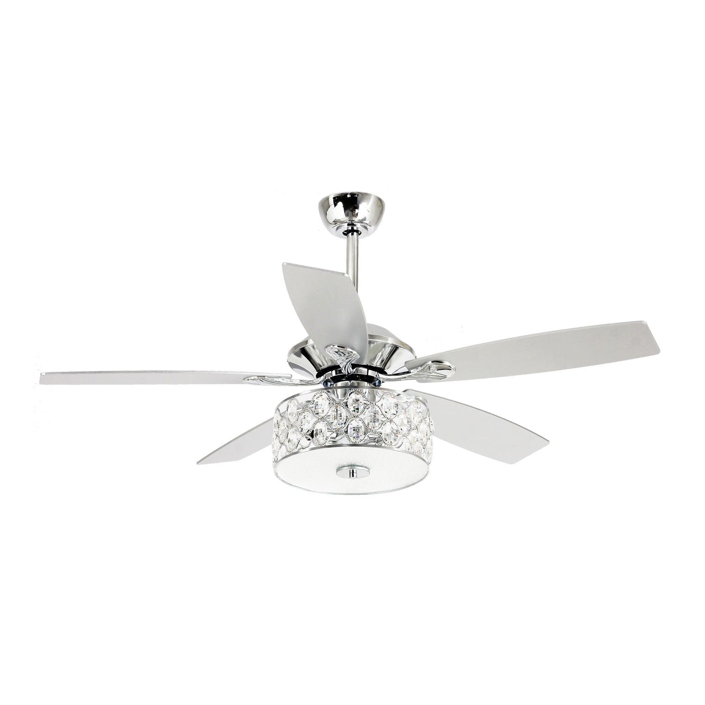 52 pouces Lustre moderne à 4 lumières avec ventilateur de plafond à cristaux et télécommande