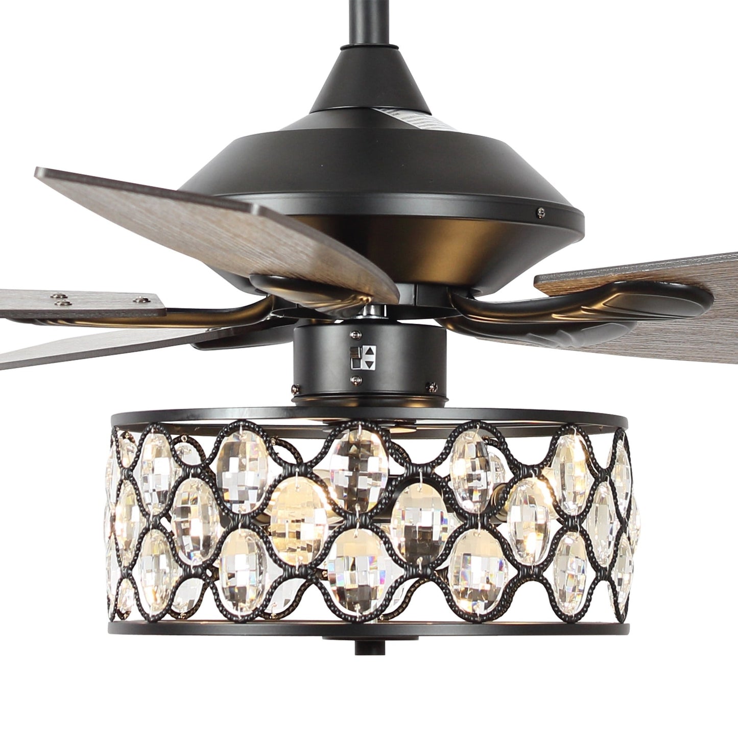52 pouces Lustre moderne à 4 lumières avec ventilateur de plafond à cristaux et télécommande