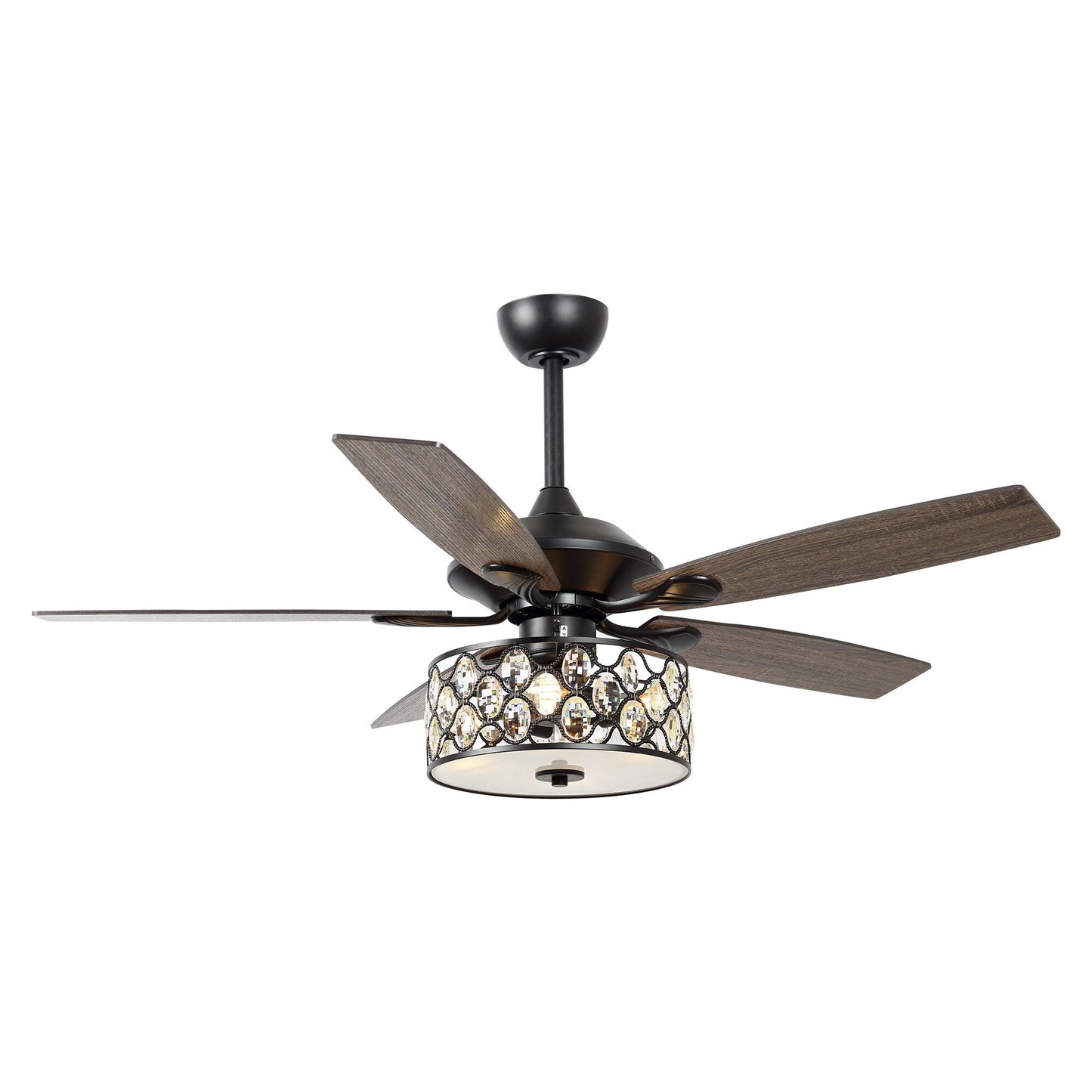 52 pouces Lustre moderne à 4 lumières avec ventilateur de plafond à cristaux et télécommande