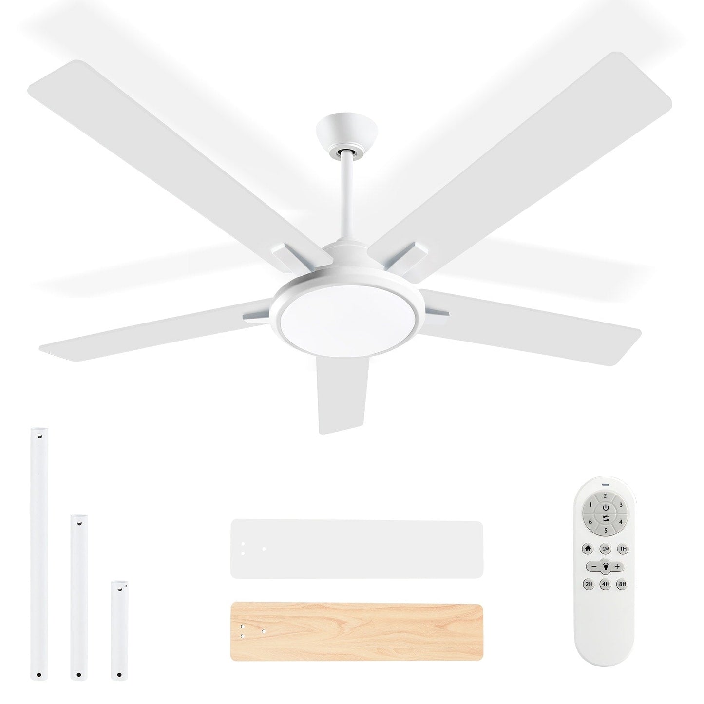Ventilateurs de plafond modernes de 52 pouces avec éclairage et télécommande, LED à intensité variable