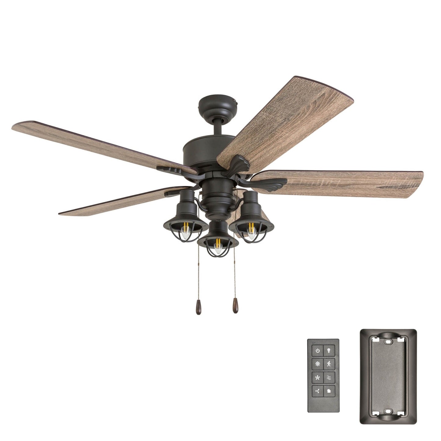 Ventilateur de plafond LED à 52 pouces Prominence Home Sivan Bronze, style farmhouse, avec éclairage, télécommande