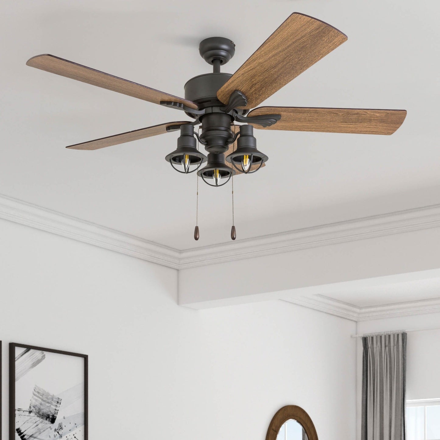 Ventilateur de plafond LED à 52 pouces Prominence Home Sivan Bronze, style farmhouse, avec éclairage, télécommande