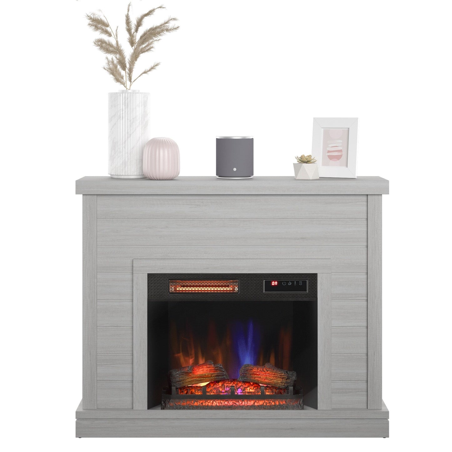 Mantel de cheminée à lambris de 52 pouces avec insert de foyer 3D