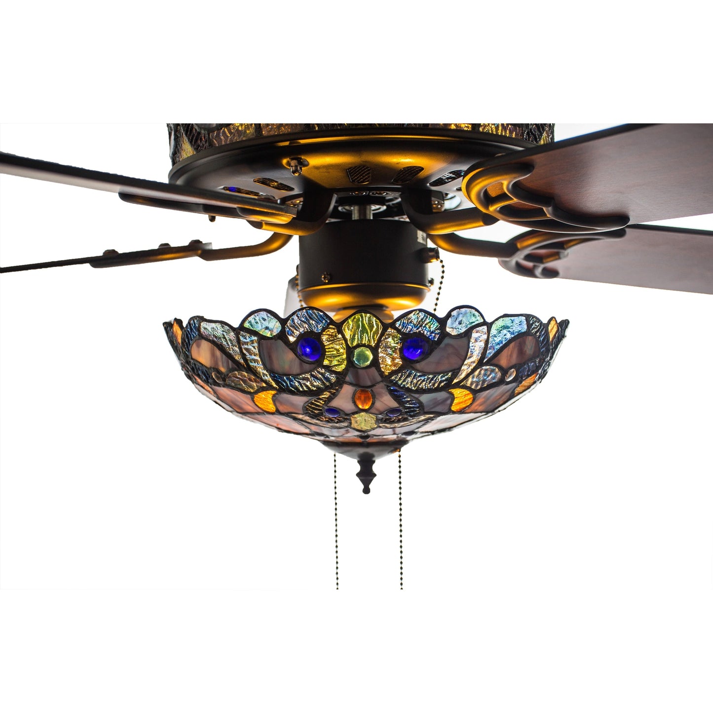 Ventilateur de plafond Copper Grove Guasipati Magna Carta de 52 pouces, style Tiffany - 52L x 52W x 16.5