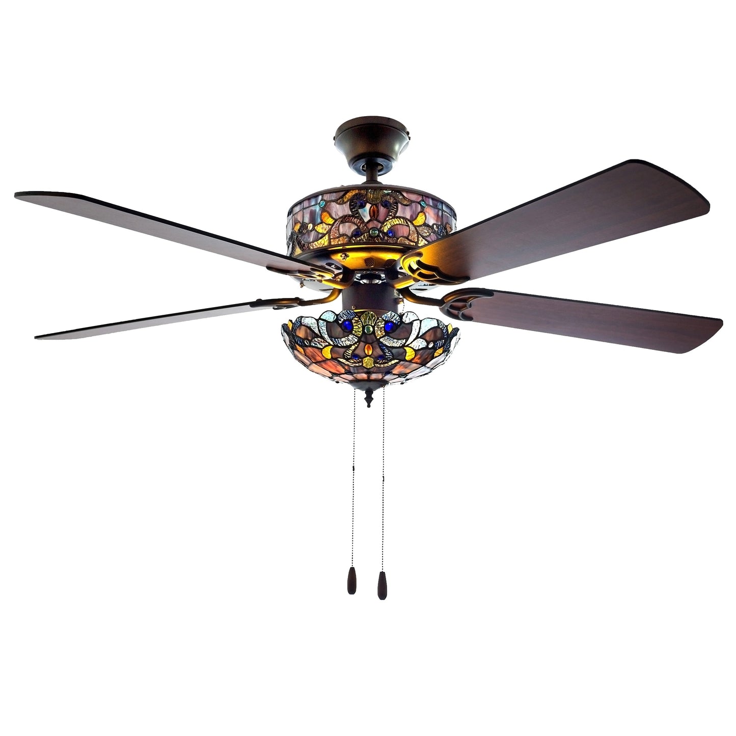 Ventilateur de plafond Copper Grove Guasipati Magna Carta de 52 pouces, style Tiffany - 52L x 52W x 16.5