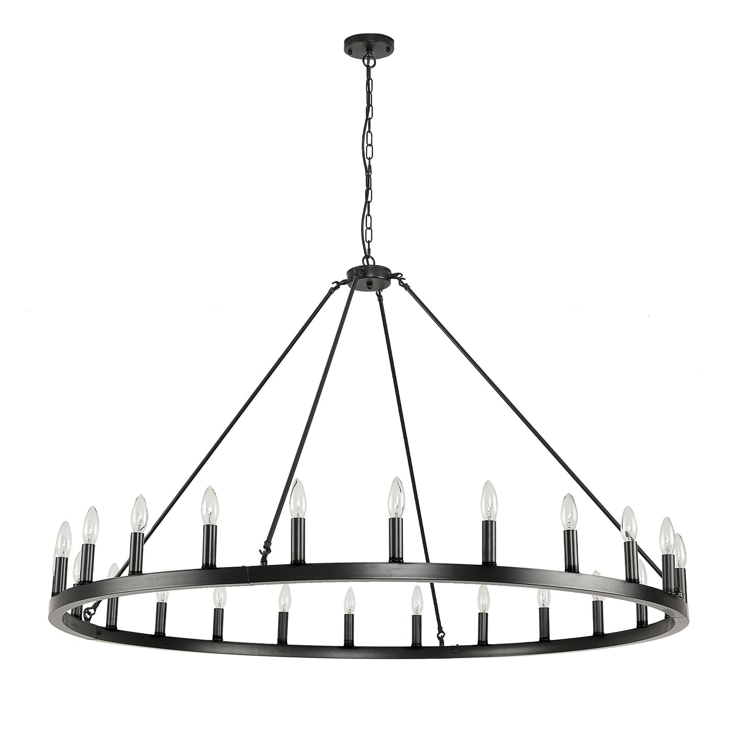 Luminaire à 24 lumières en forme de roue de charrette ronde de 54 pouces