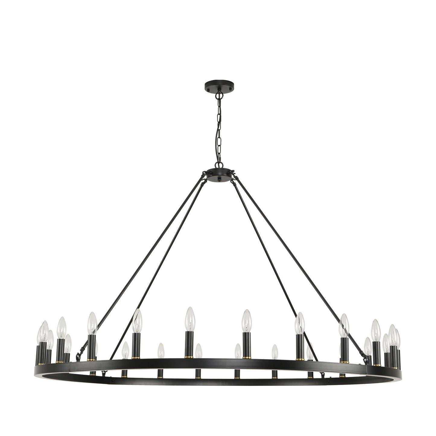 Luminaire à 24 lumières en forme de roue de charrette ronde de 54 pouces