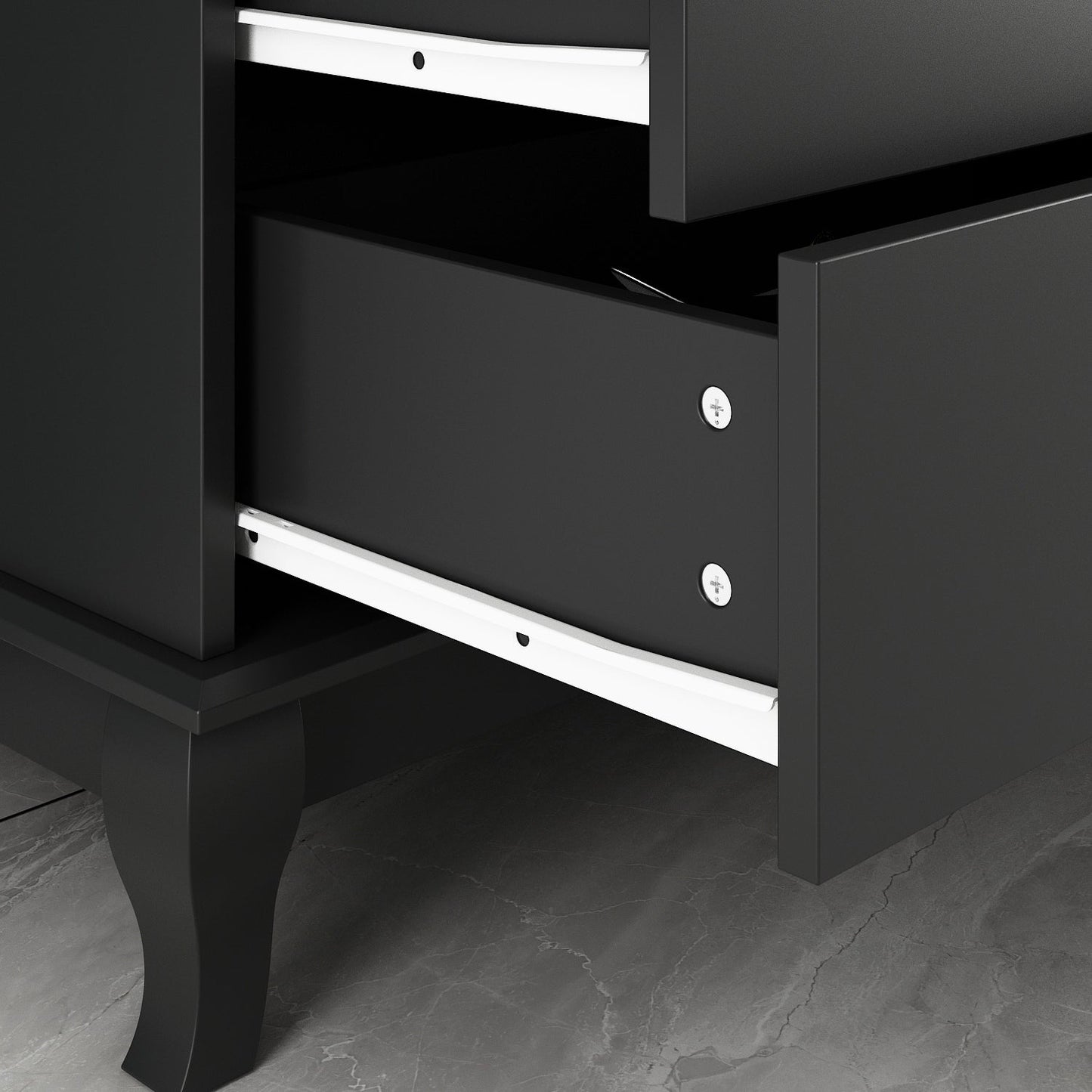 Commode de chambre à coucher double de 135 cm de large avec tiroirs de rangement