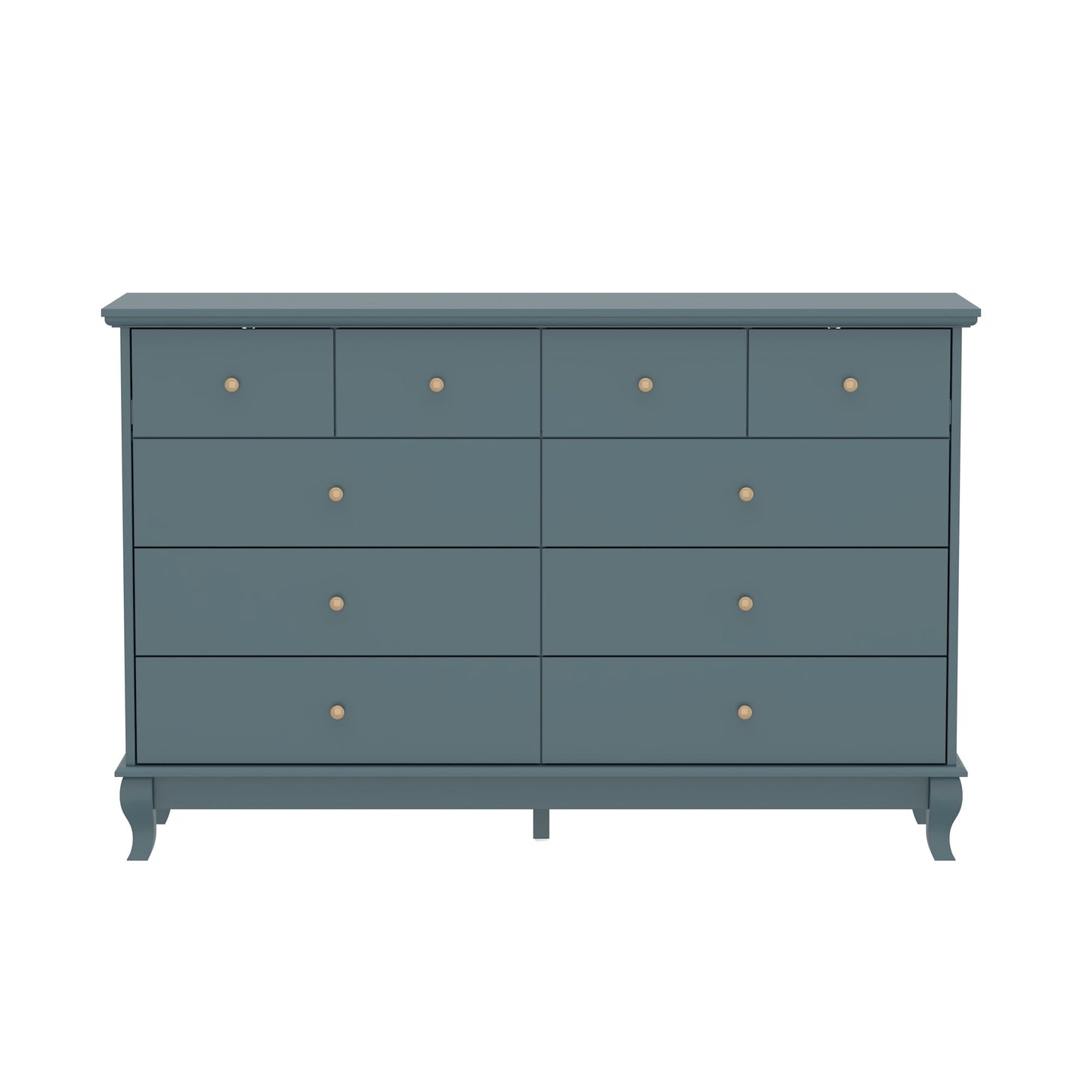 Commode de chambre à coucher double de 135 cm de large avec tiroirs de rangement
