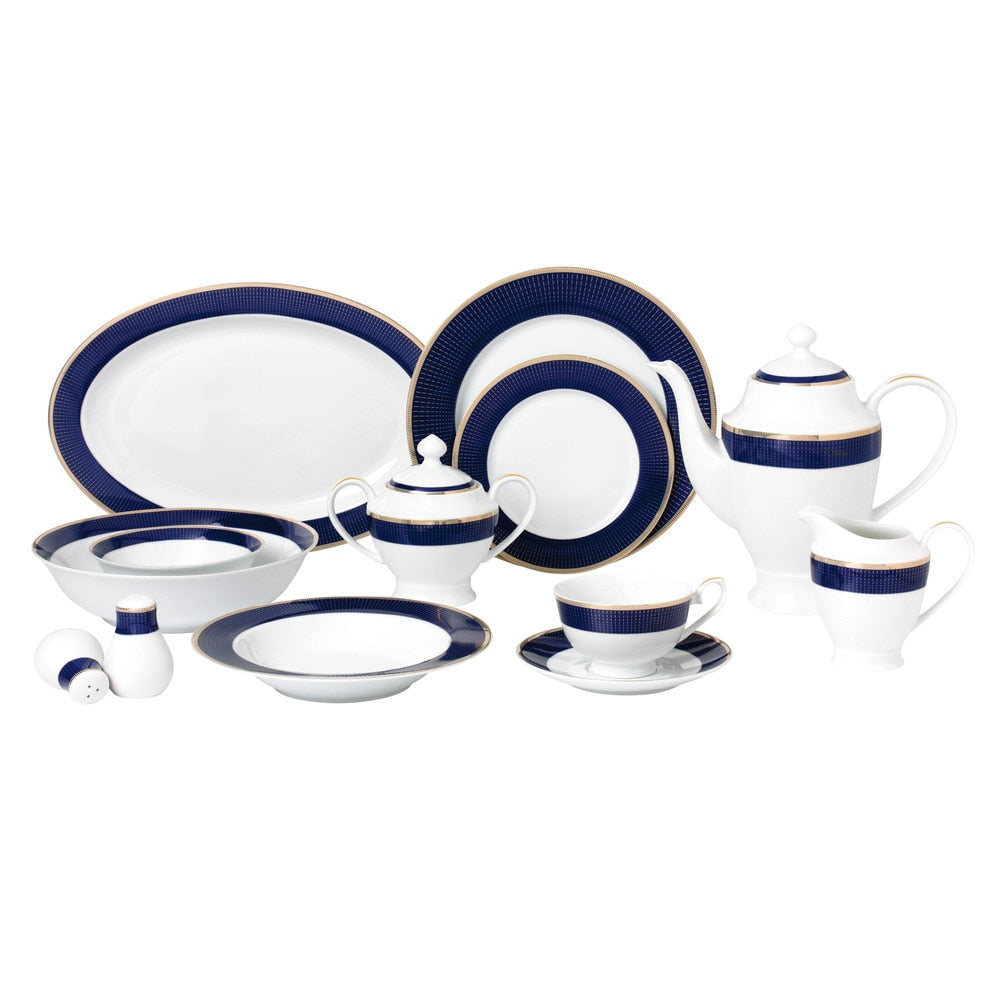 Service de table en porcelaine fine 57 pièces - Minuit - Or