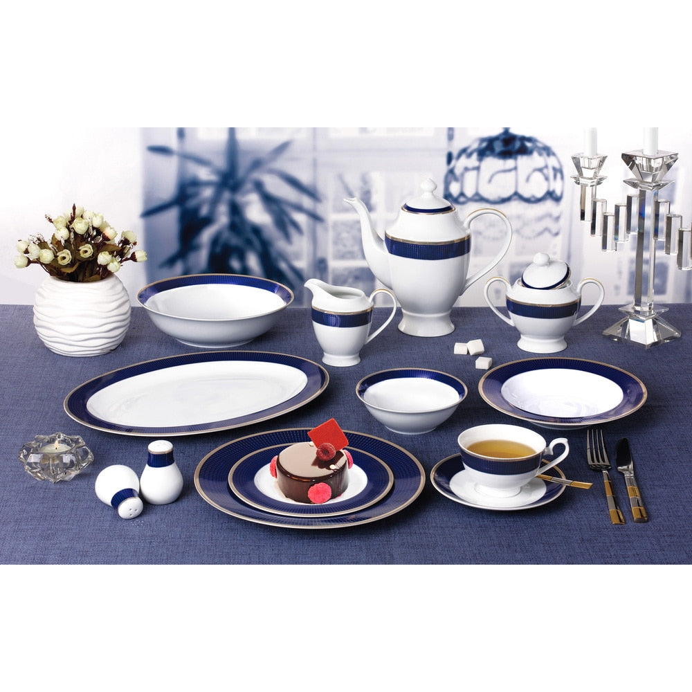 Service de table en porcelaine fine 57 pièces - Minuit - Or