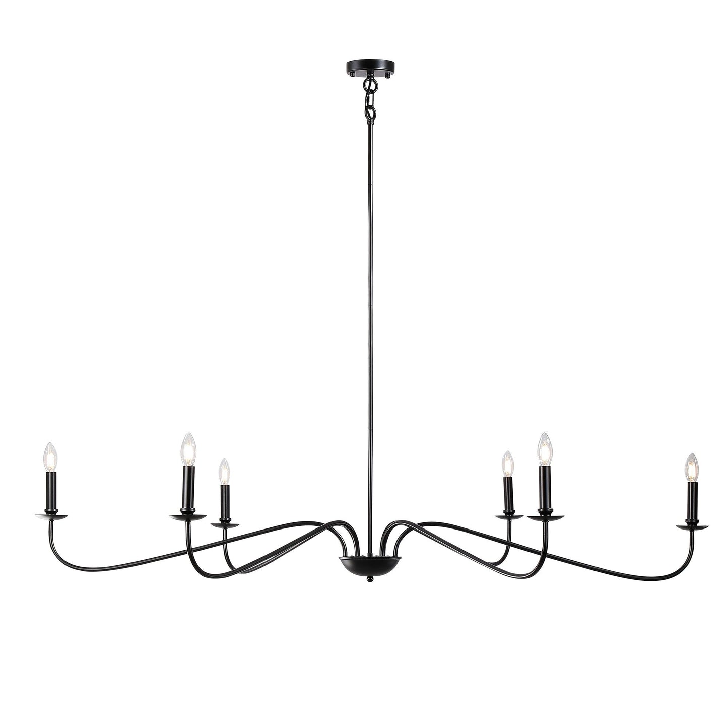 Luminaire minimaliste à 6 lumières de 64 pouces en noir mat / doré / chromé - N/A