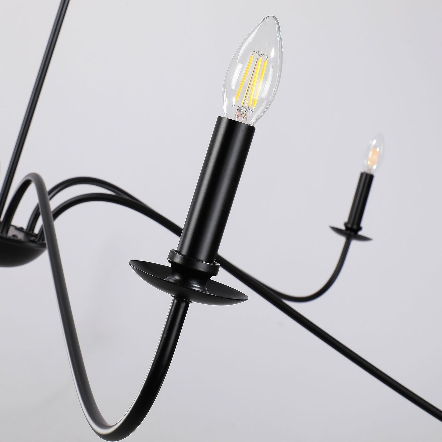 Luminaire minimaliste à 6 lumières de 64 pouces en noir mat / doré / chromé - N/A