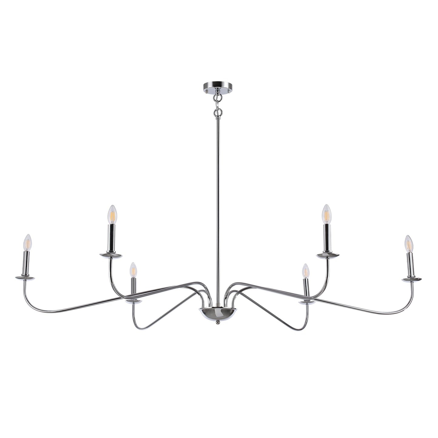 Luminaire minimaliste à 6 lumières de 64 pouces en noir mat / doré / chromé - N/A