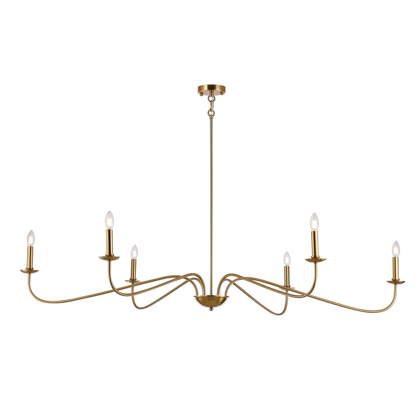 Luminaire minimaliste à 6 lumières de 64 pouces en noir mat / doré / chromé - N/A