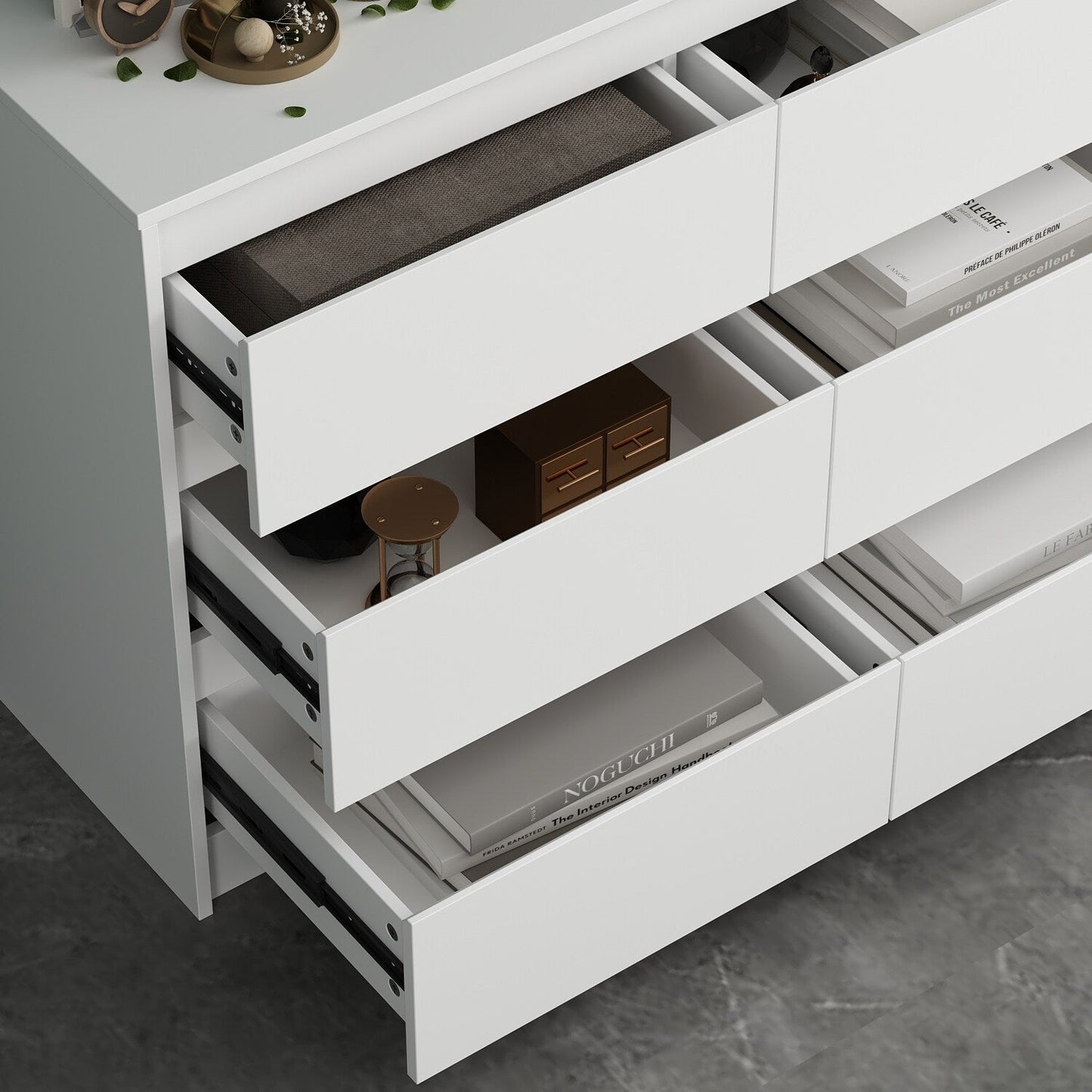 Meuble de rangement à 9 tiroirs, 63W, pour salon ou chambre à coucher.