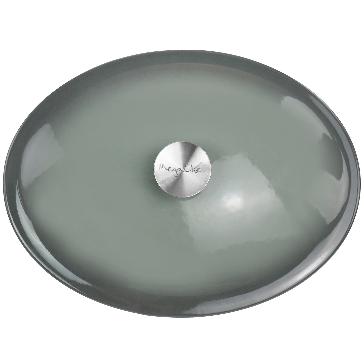 Casserole ovale en fonte d'aluminium émaillée de 7 quarts, couleur nuage de tempête.