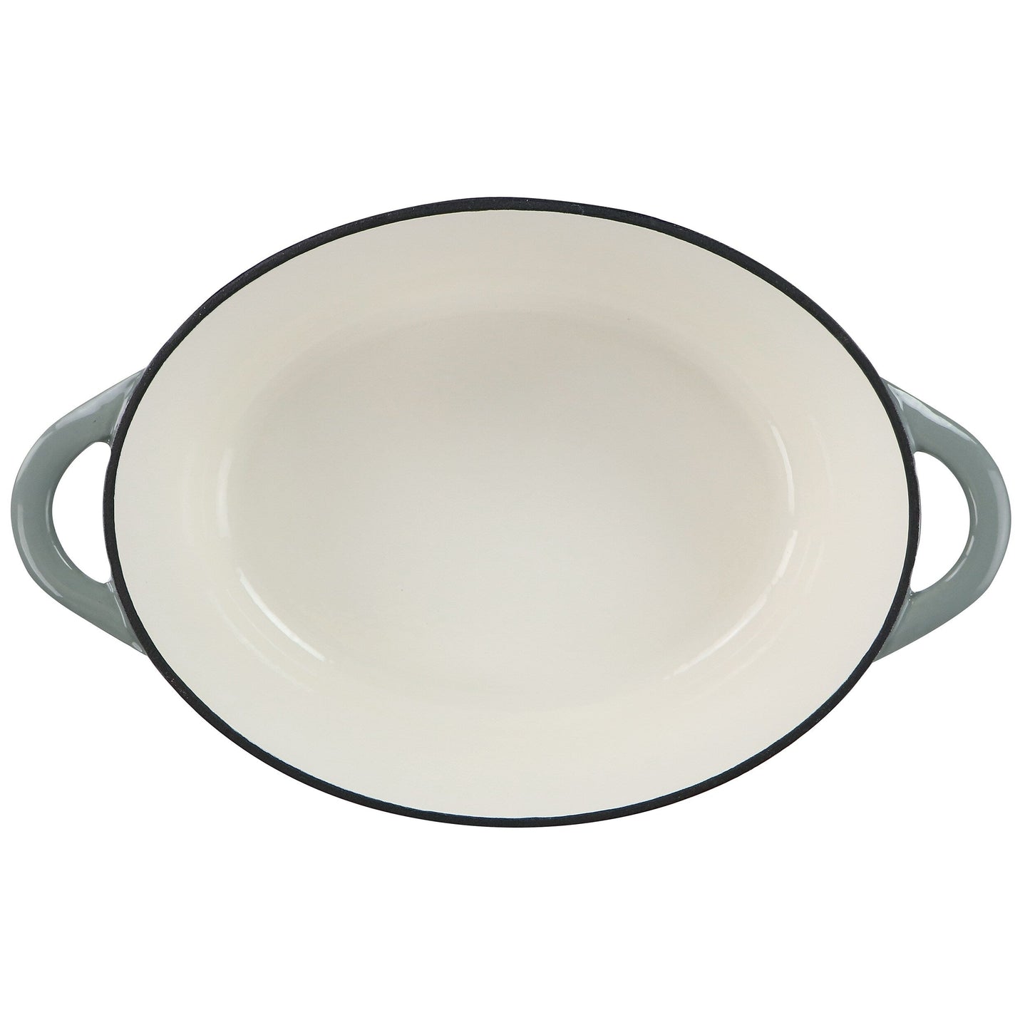 Casserole ovale en fonte d'aluminium émaillée de 7 quarts, couleur nuage de tempête.