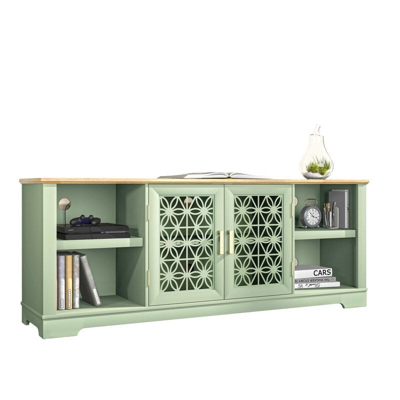 Meuble TV décoratif à motif floral rustique de 70 pouces pour téléviseurs jusqu'à 80 pouces