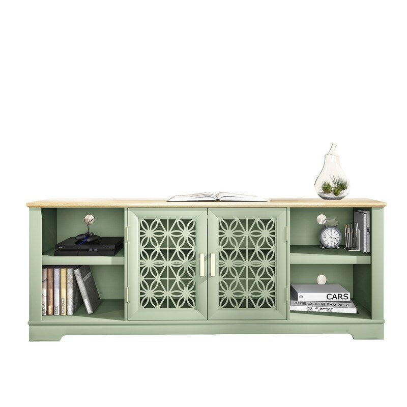 Meuble TV décoratif à motif floral rustique de 70 pouces pour téléviseurs jusqu'à 80 pouces