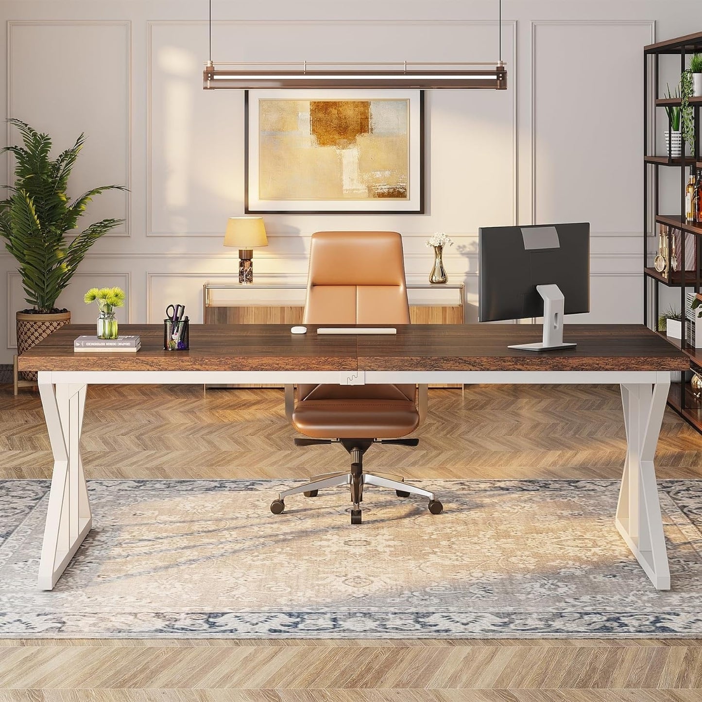 Bureau de direction de 70,8 pouces, grand bureau d'ordinateur, poste de travail.