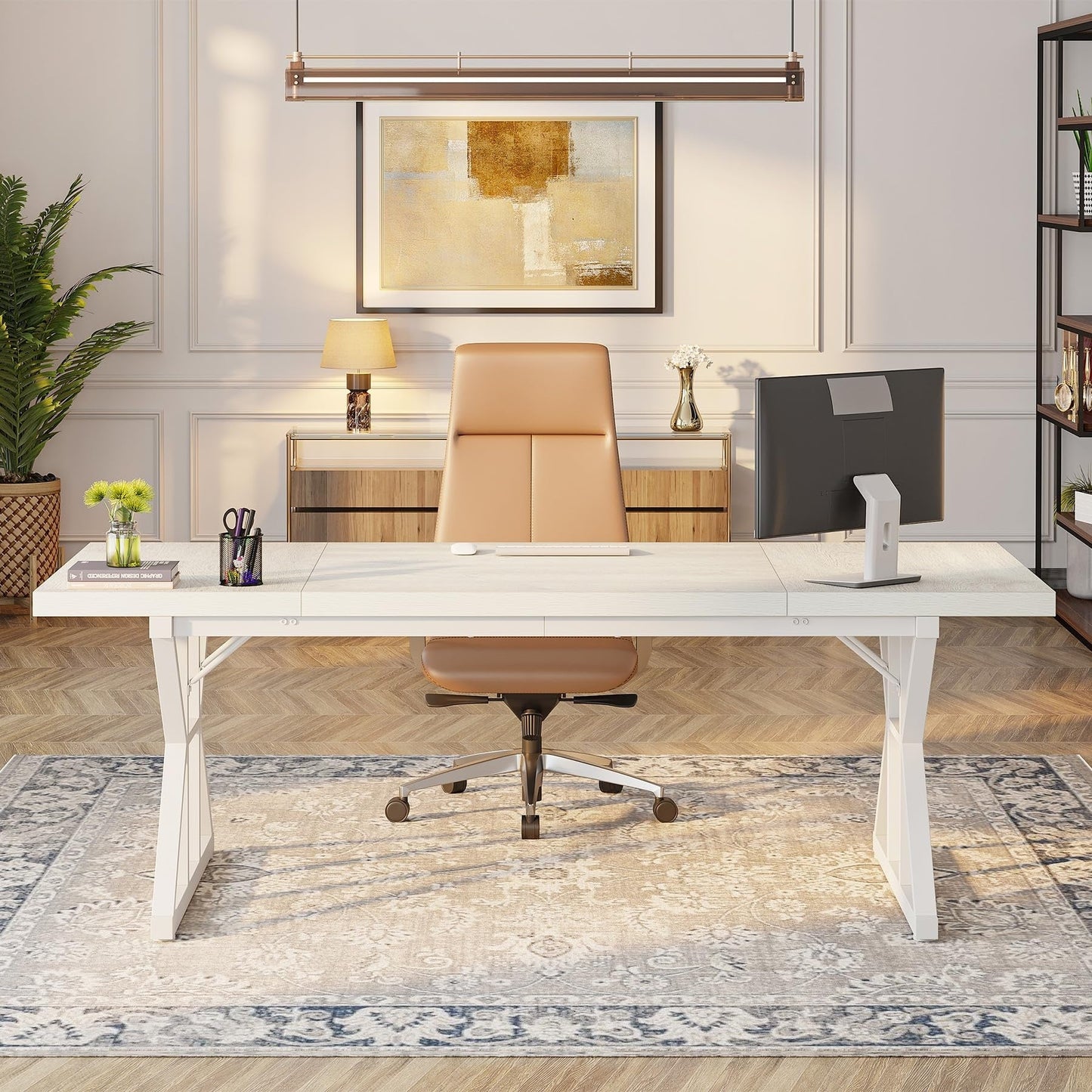 Bureau de direction de 70,8 pouces, grand bureau d'ordinateur, poste de travail.