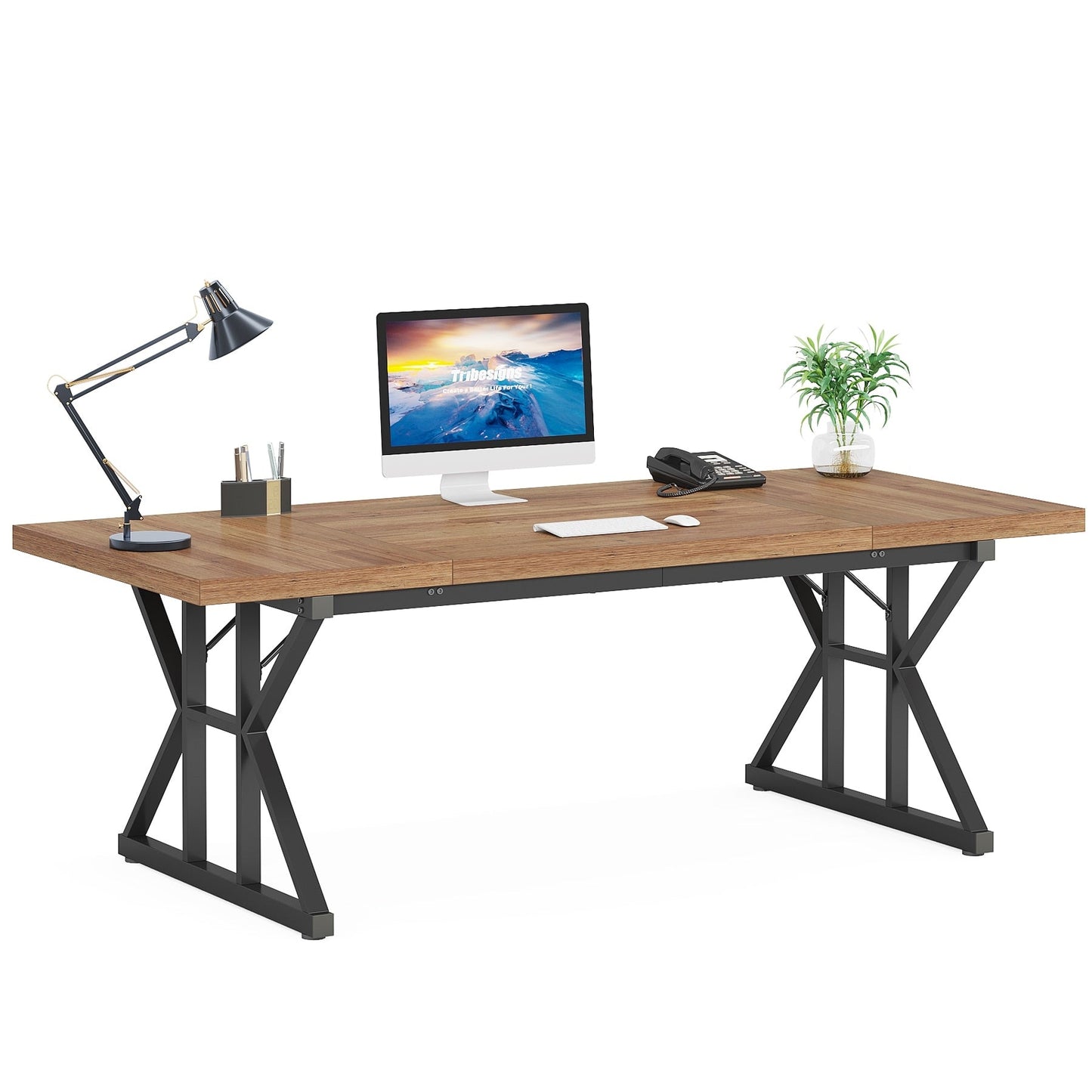 Bureau de direction de 70,8 pouces, grand bureau d'ordinateur, poste de travail.