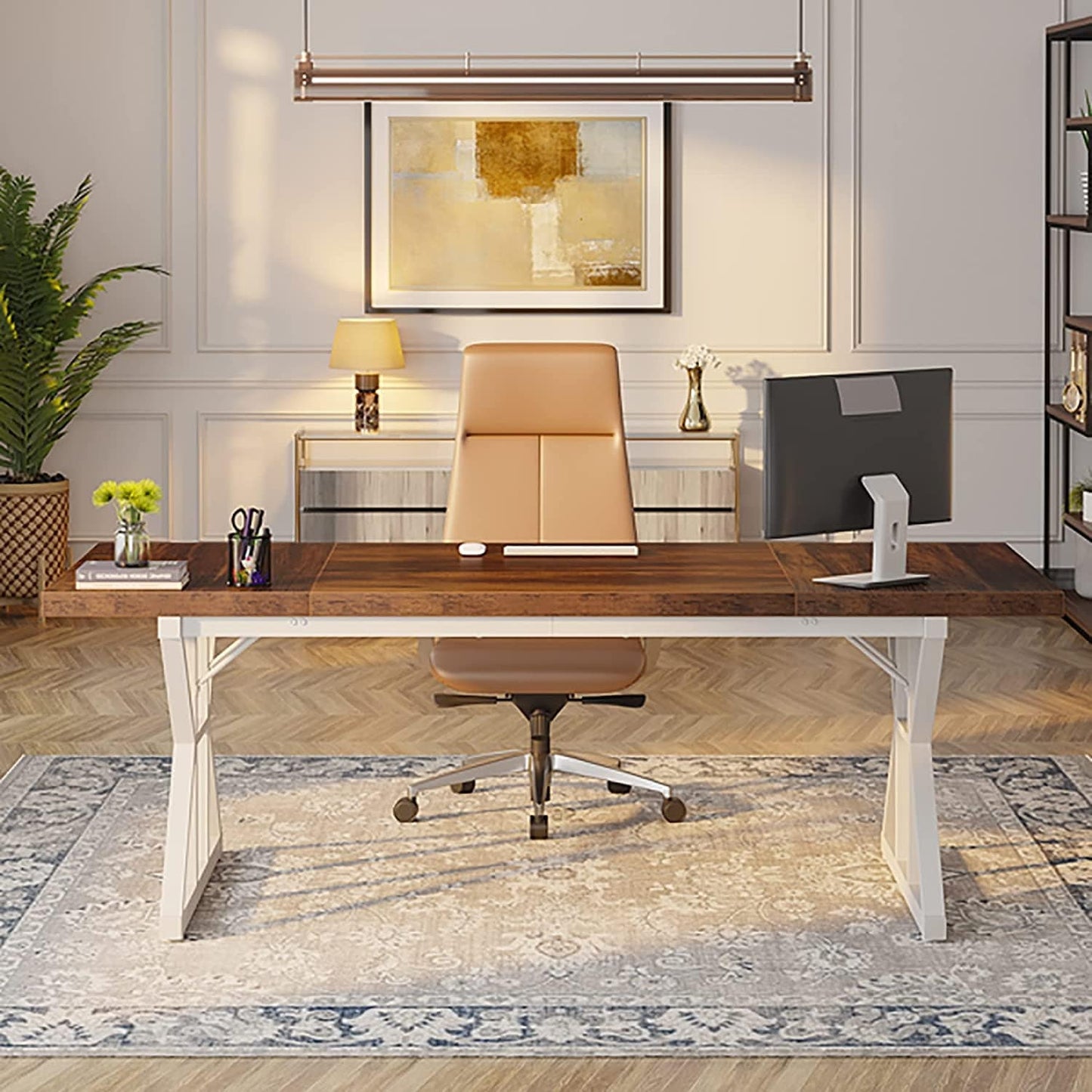 Bureau de direction de 70,8 pouces, grand bureau d'ordinateur, poste de travail.
