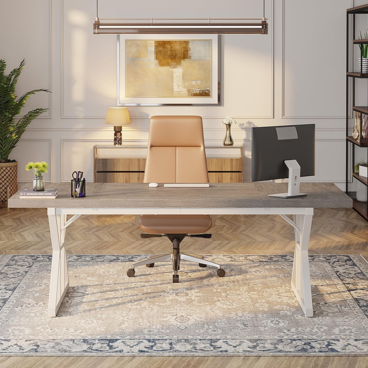 Bureau de direction de 70,8 pouces, grand bureau d'ordinateur, poste de travail.