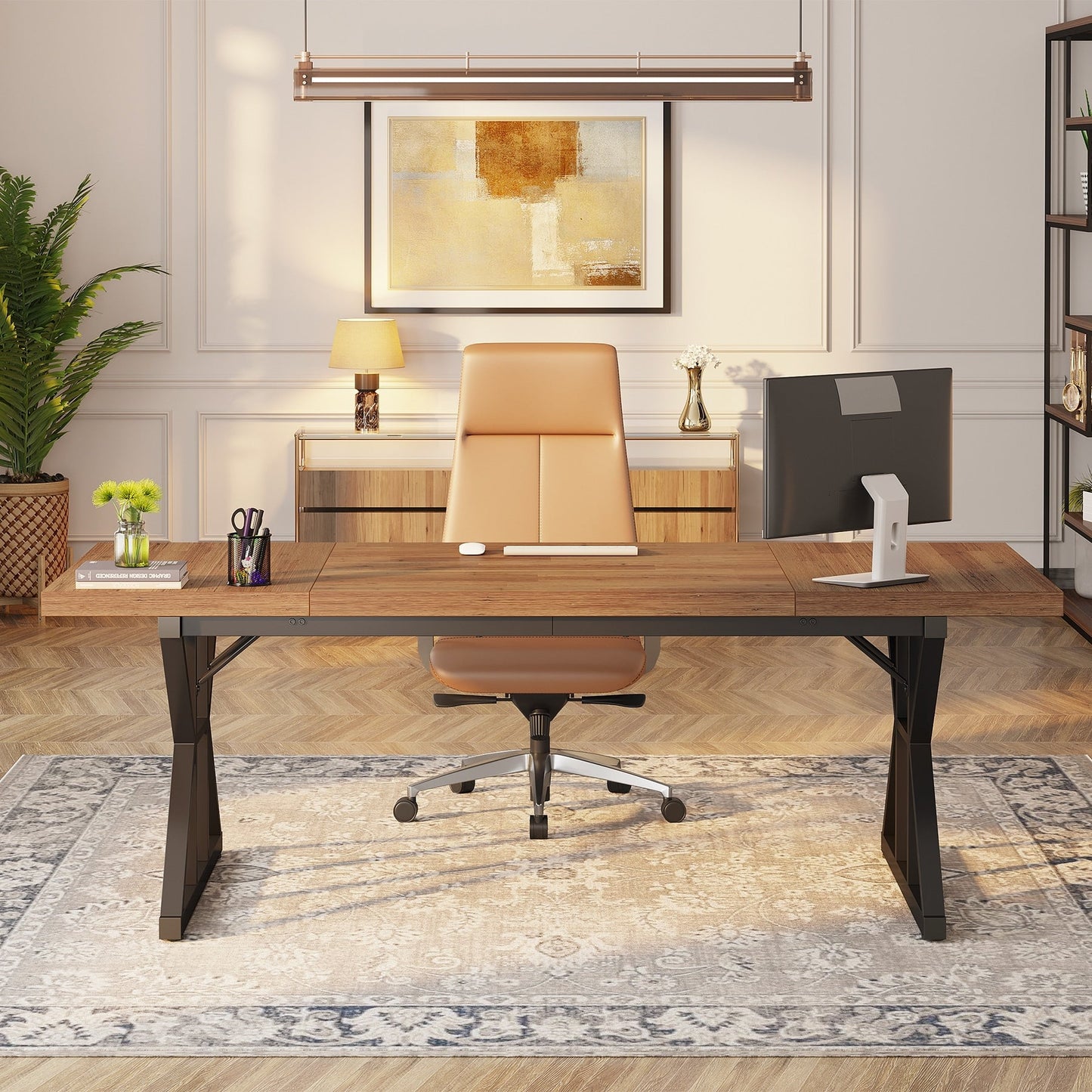 Bureau de direction de 70,8 pouces, grand bureau d'ordinateur, poste de travail.