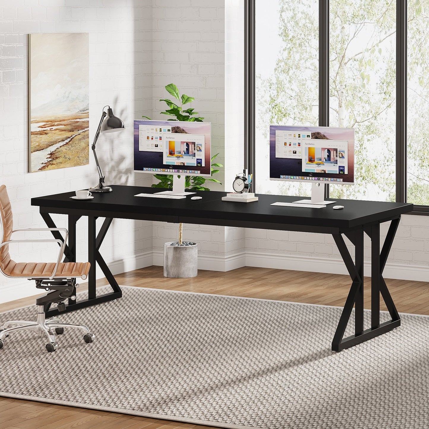 Bureau de direction de 70,8 pouces, grand bureau d'ordinateur, poste de travail.