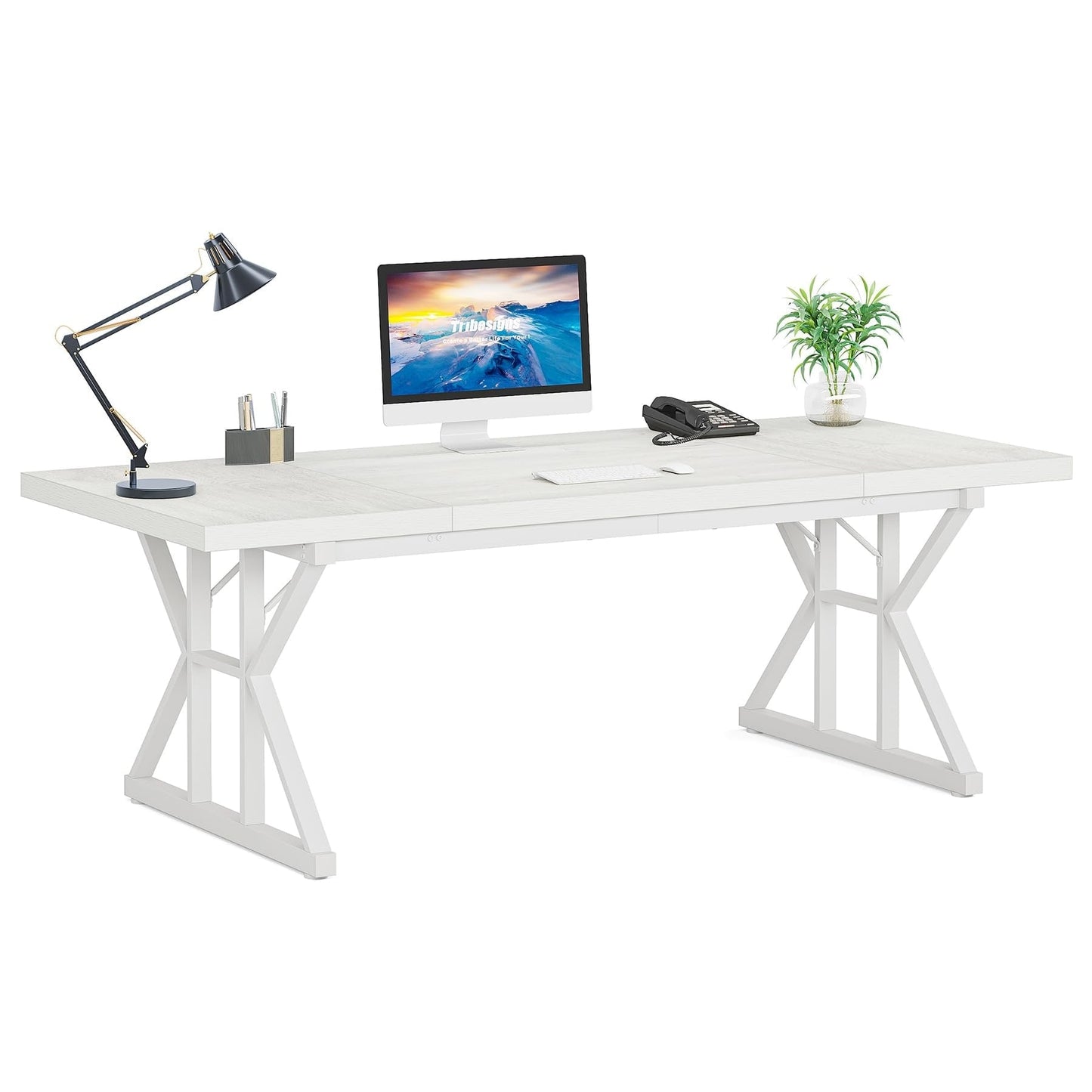 Bureau de direction de 70,8 pouces, grand bureau d'ordinateur, poste de travail.