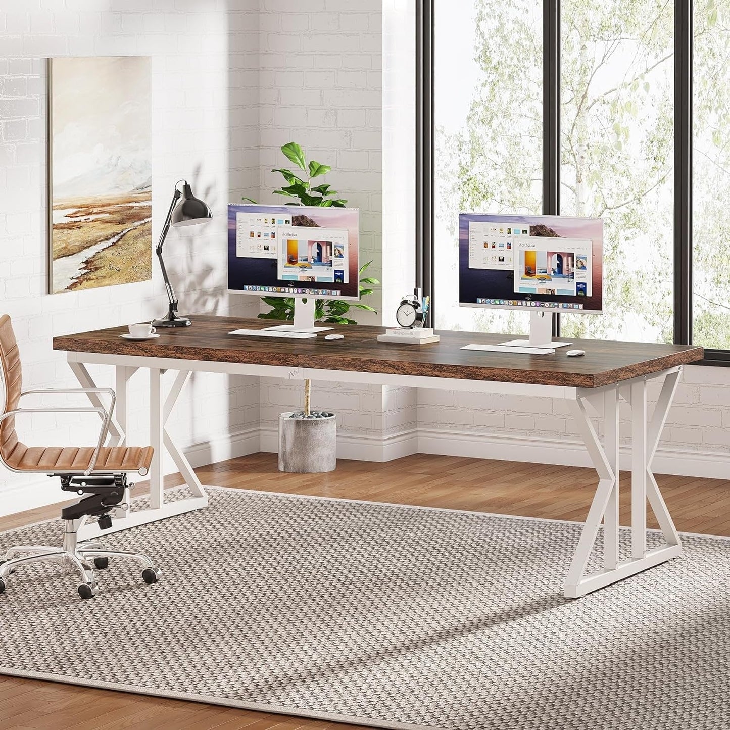 Bureau de direction de 70,8 pouces, grand bureau d'ordinateur, poste de travail.