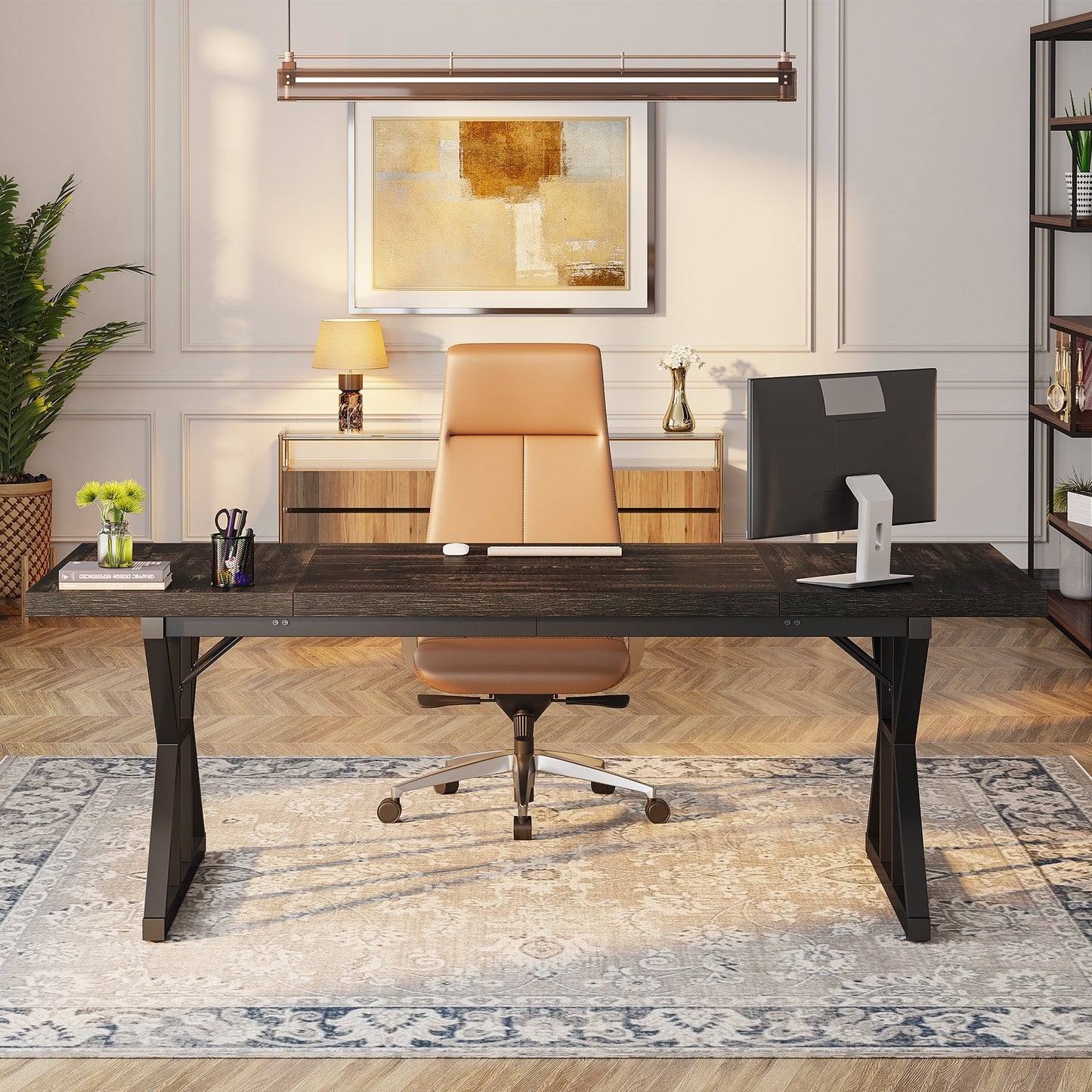 Bureau de direction de 70,8 pouces, grand bureau d'ordinateur, poste de travail.
