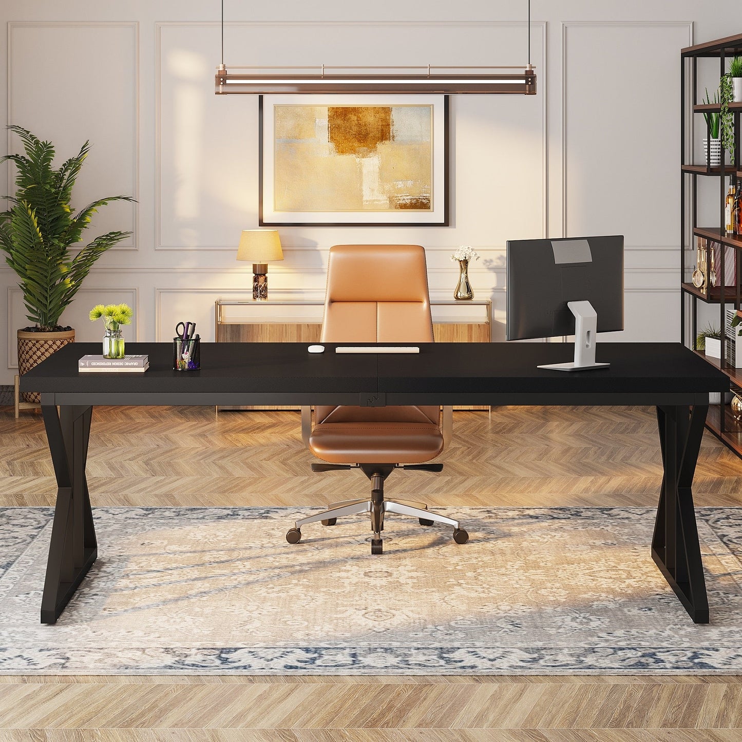 Bureau de direction de 70,8 pouces, grand bureau d'ordinateur, poste de travail.