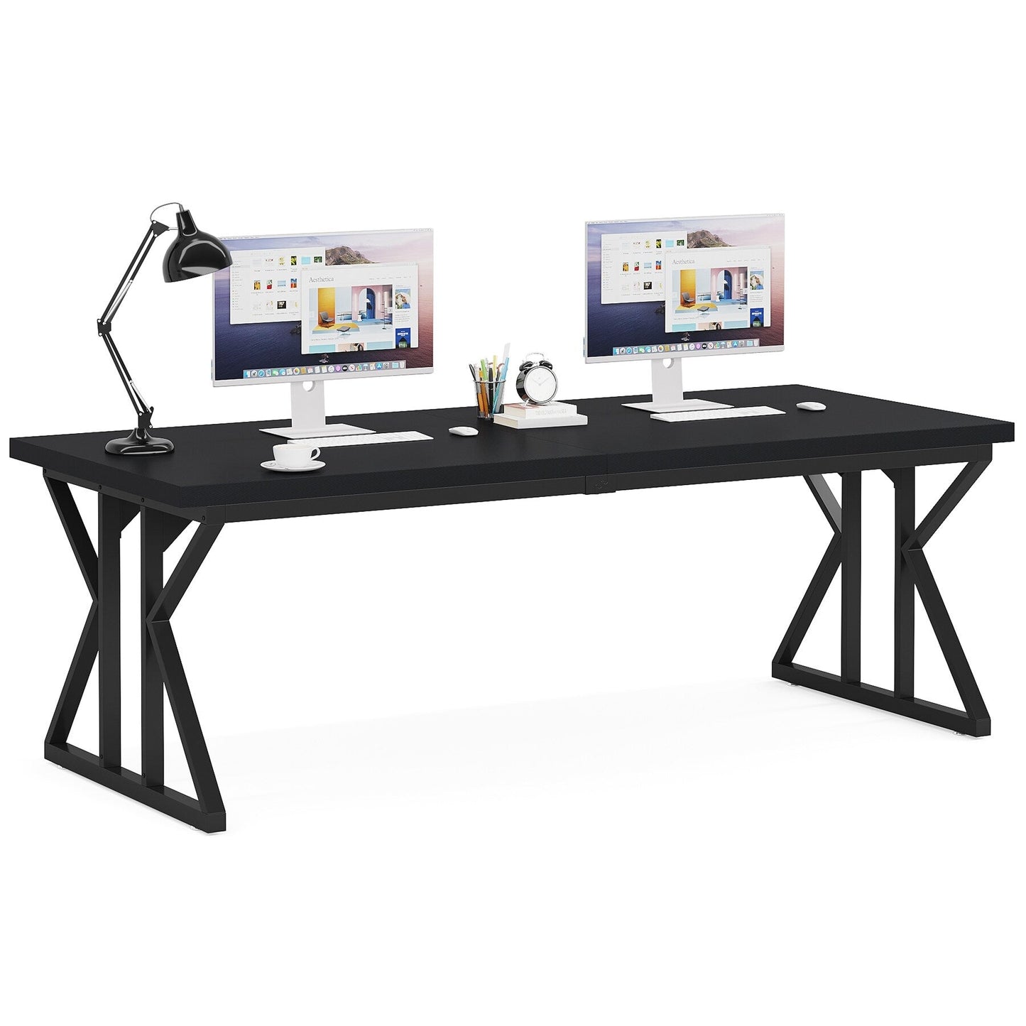 Bureau de direction de 70,8 pouces, grand bureau d'ordinateur, poste de travail.