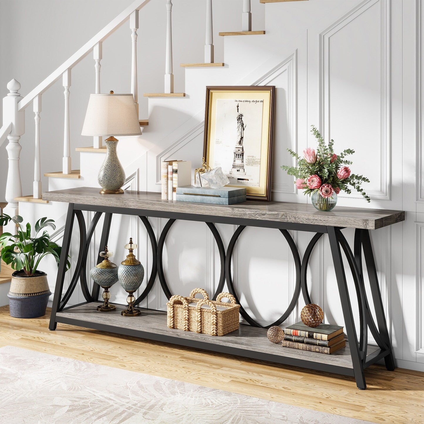 Table de console extra longue de 180 cm, table d'appoint pour canapé, pour salon