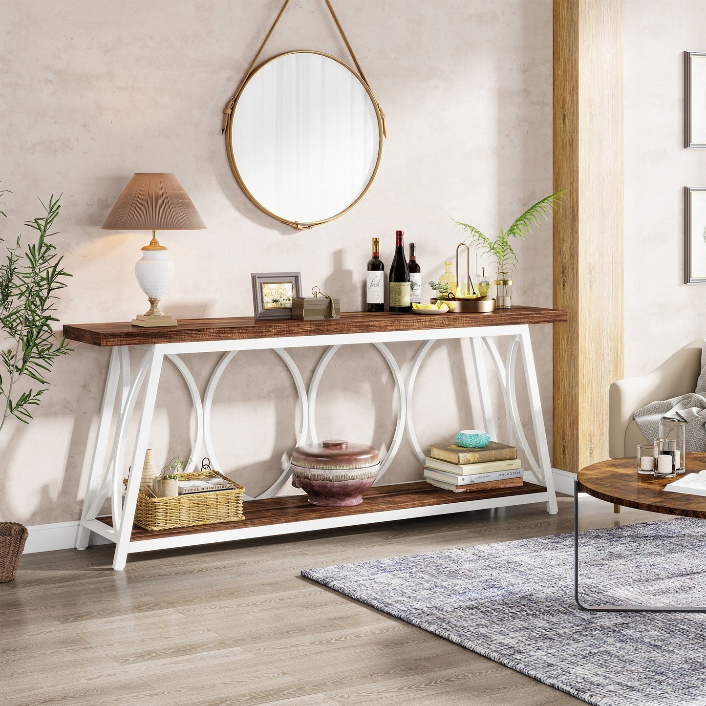 Table de console extra longue de 180 cm, table d'appoint pour canapé, pour salon