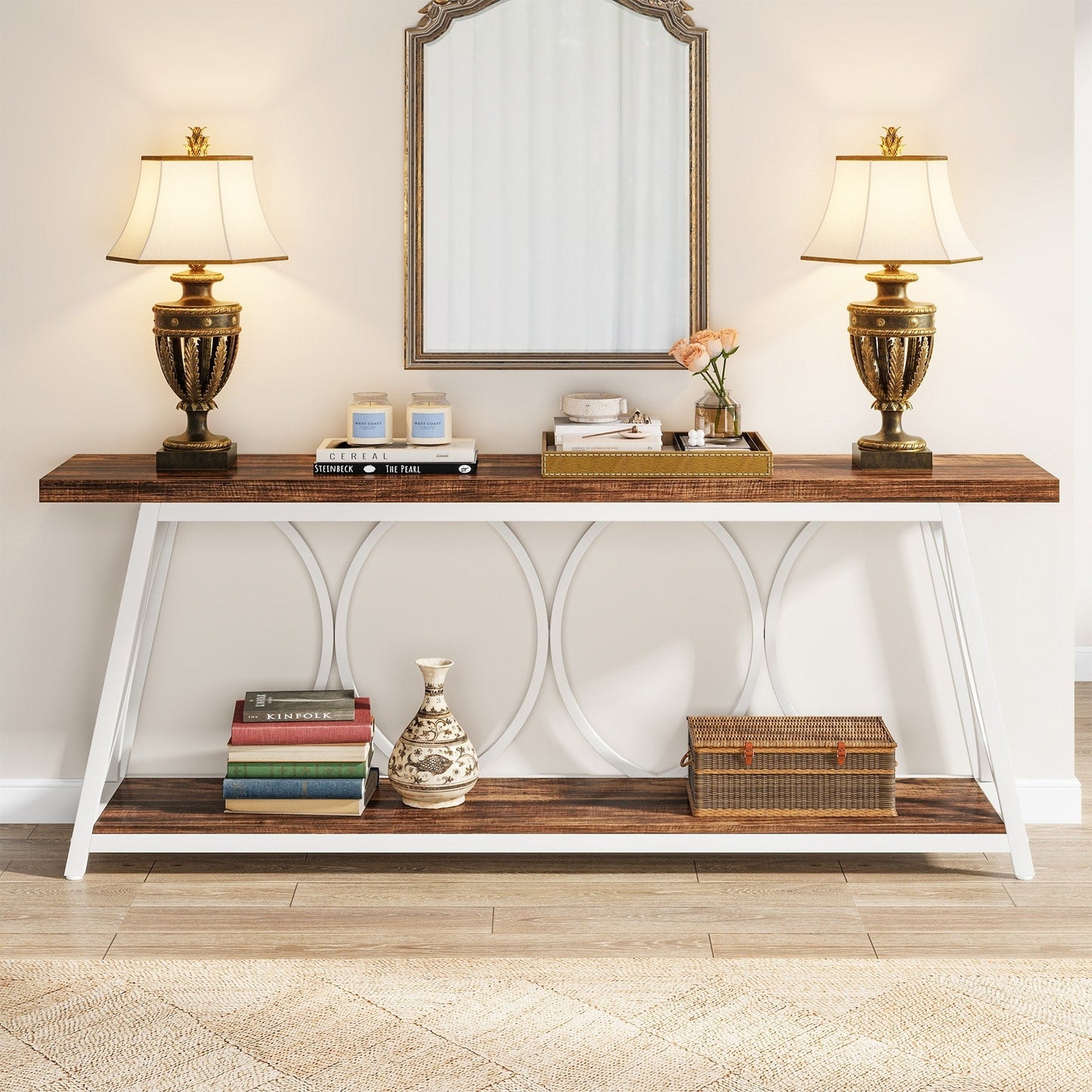 Table de console extra longue de 180 cm, table d'appoint pour canapé, pour salon