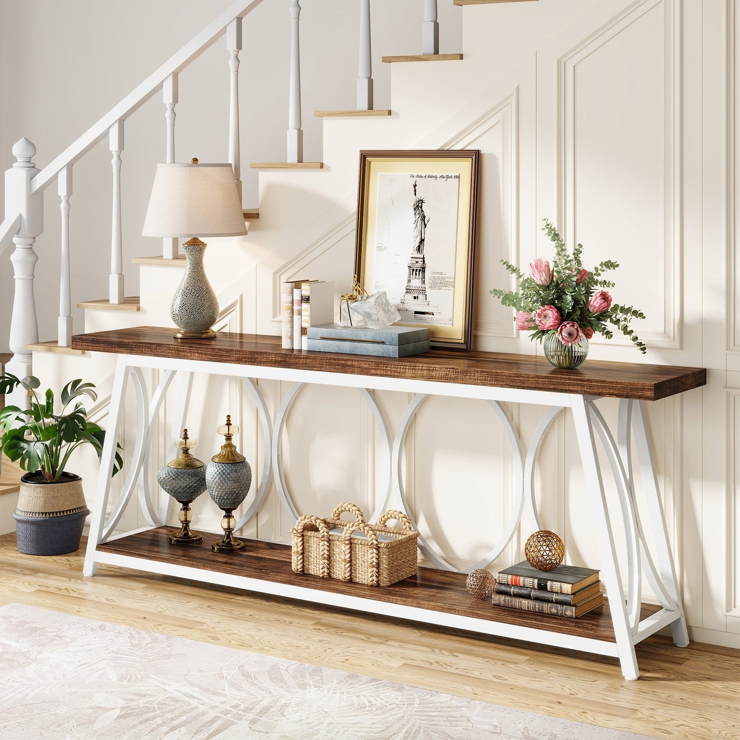 Table de console extra longue de 180 cm, table d'appoint pour canapé, pour salon