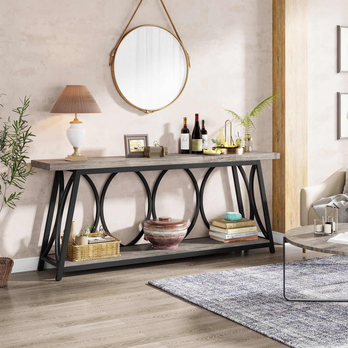 Table de console extra longue de 180 cm, table d'appoint pour canapé, pour salon