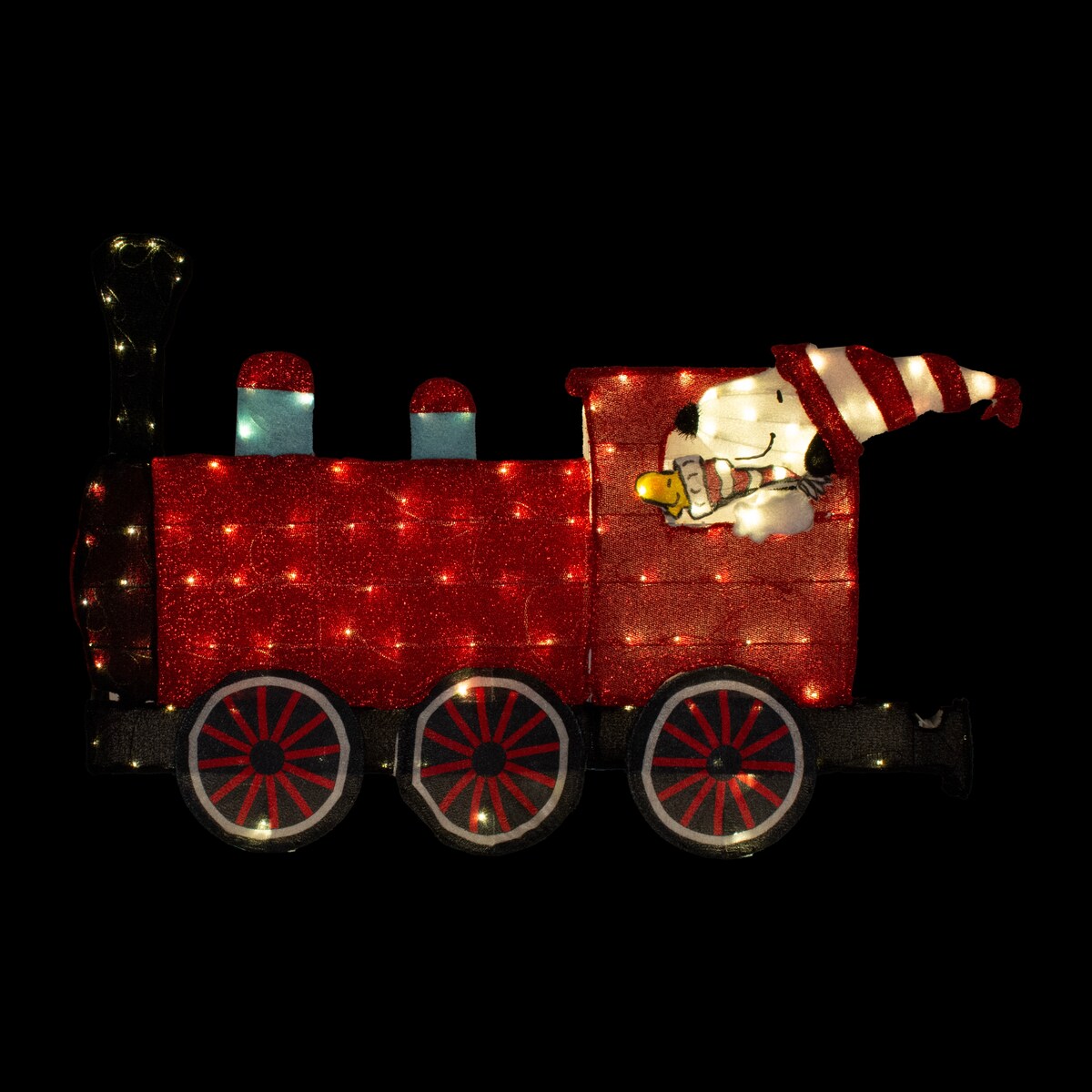 79 Peanuts Décoration de jardin 2D à LED pré-éclairée, ensemble de 2 pièces de train