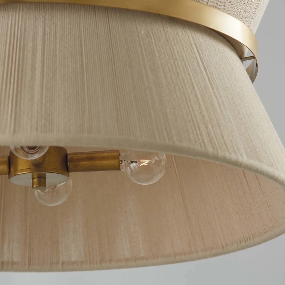 Grand lustre tambour bohème moderne à 8 lumières, 60 cm (24 pouces), en tissu, en forme de sablier, tissé à la main, en or/noir, pour salle à manger/salon.
