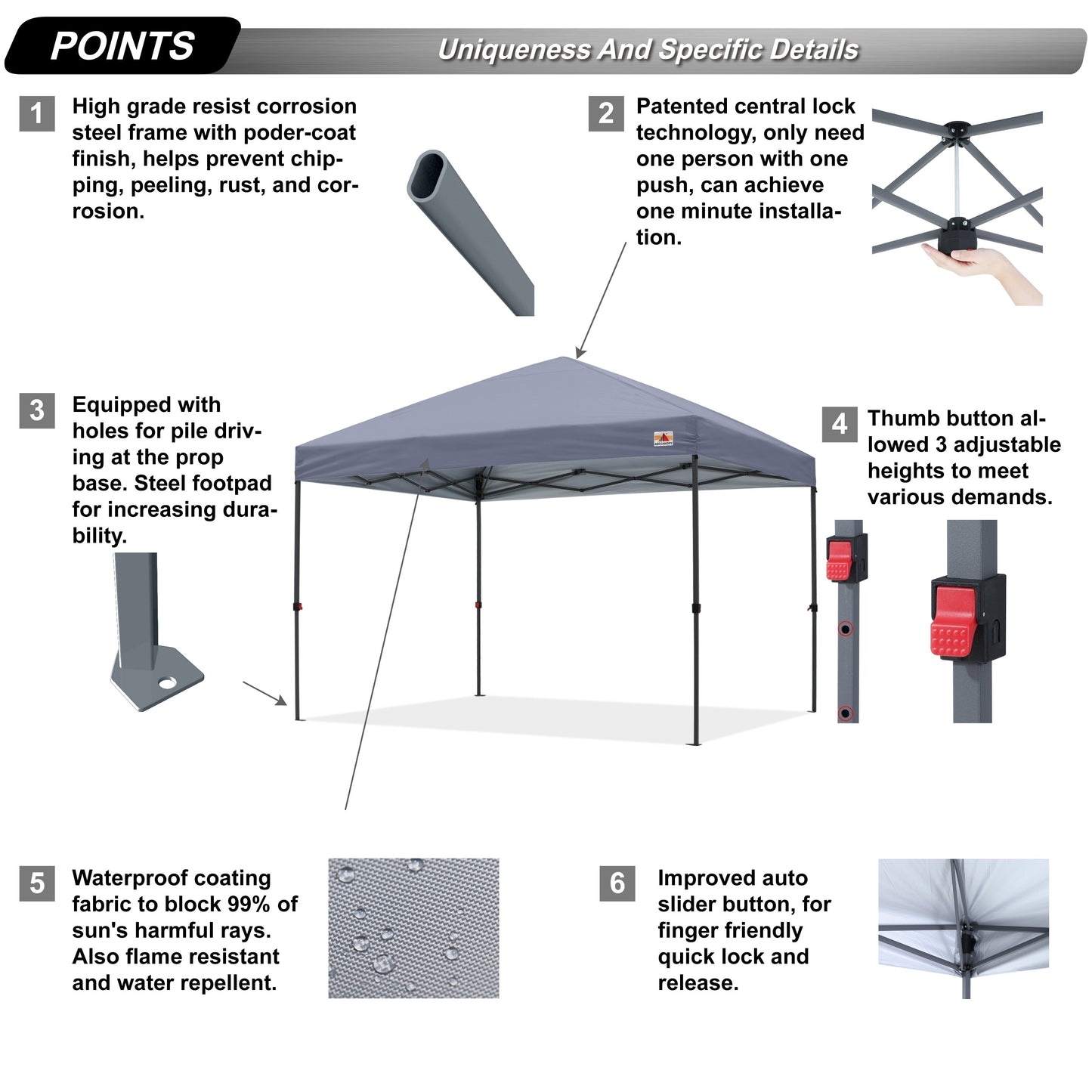 ABCCANOPY Tente de parasol pliable facile à installer, durable, pour extérieur.