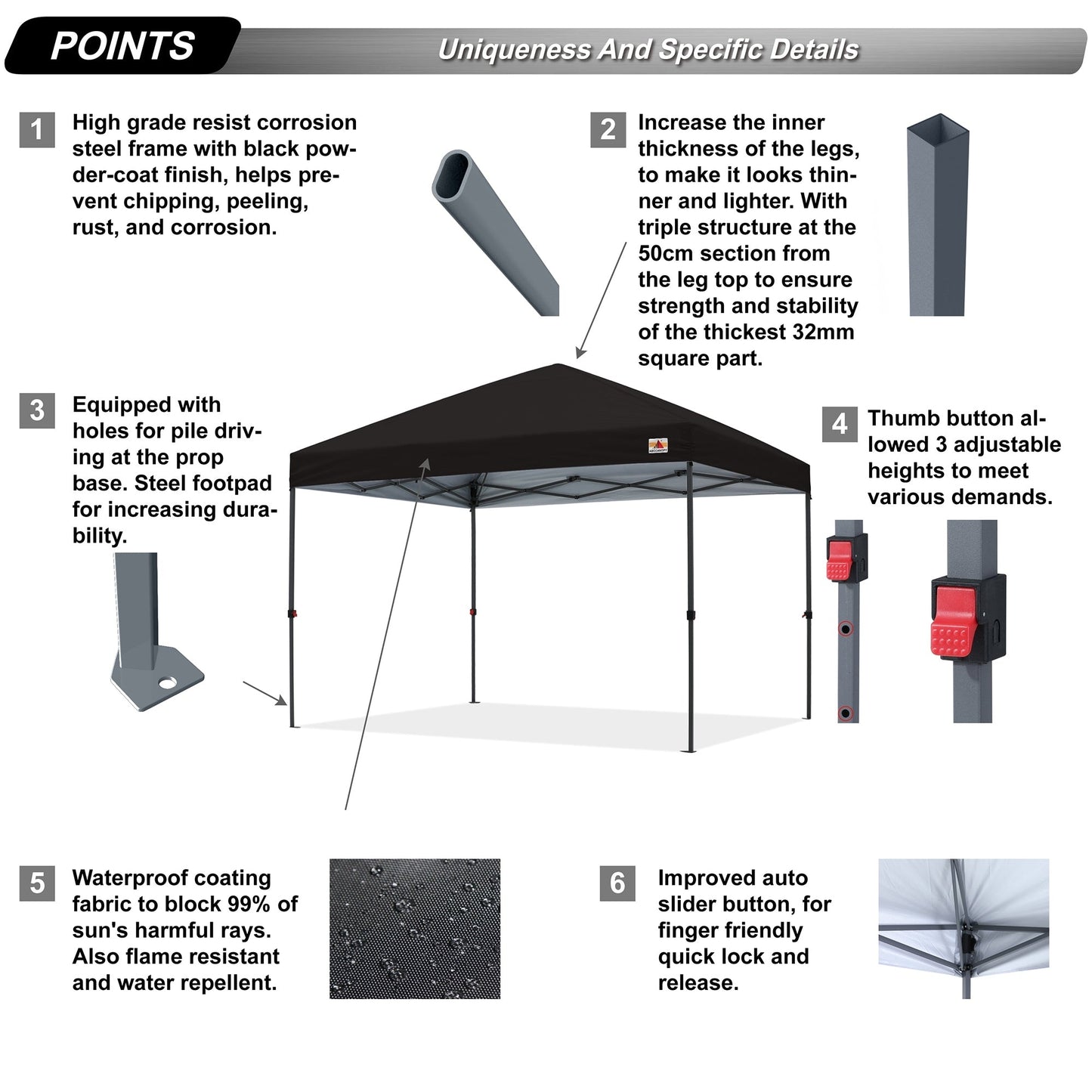 ABCCANOPY Tente de parasol pliable facile à installer, durable, pour extérieur.