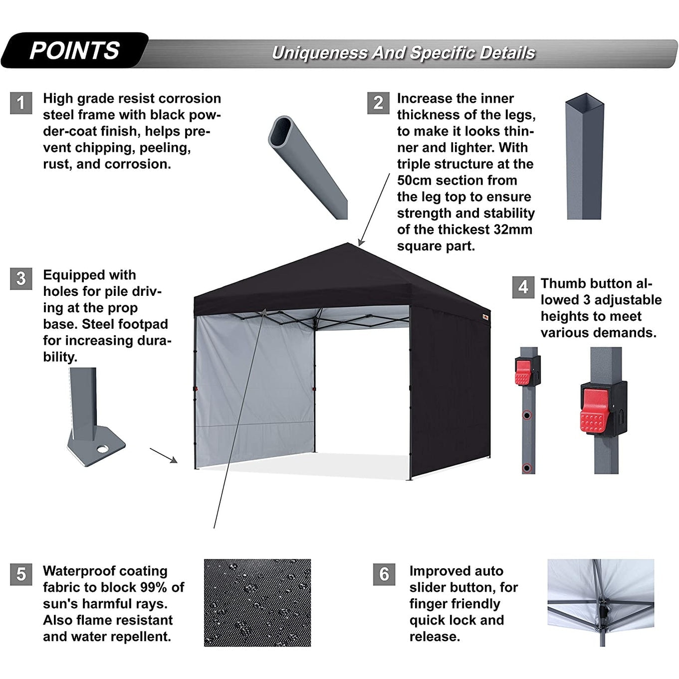 ABCCANOPY Tente de parasol pliable facile à installer, durable, pour extérieur.