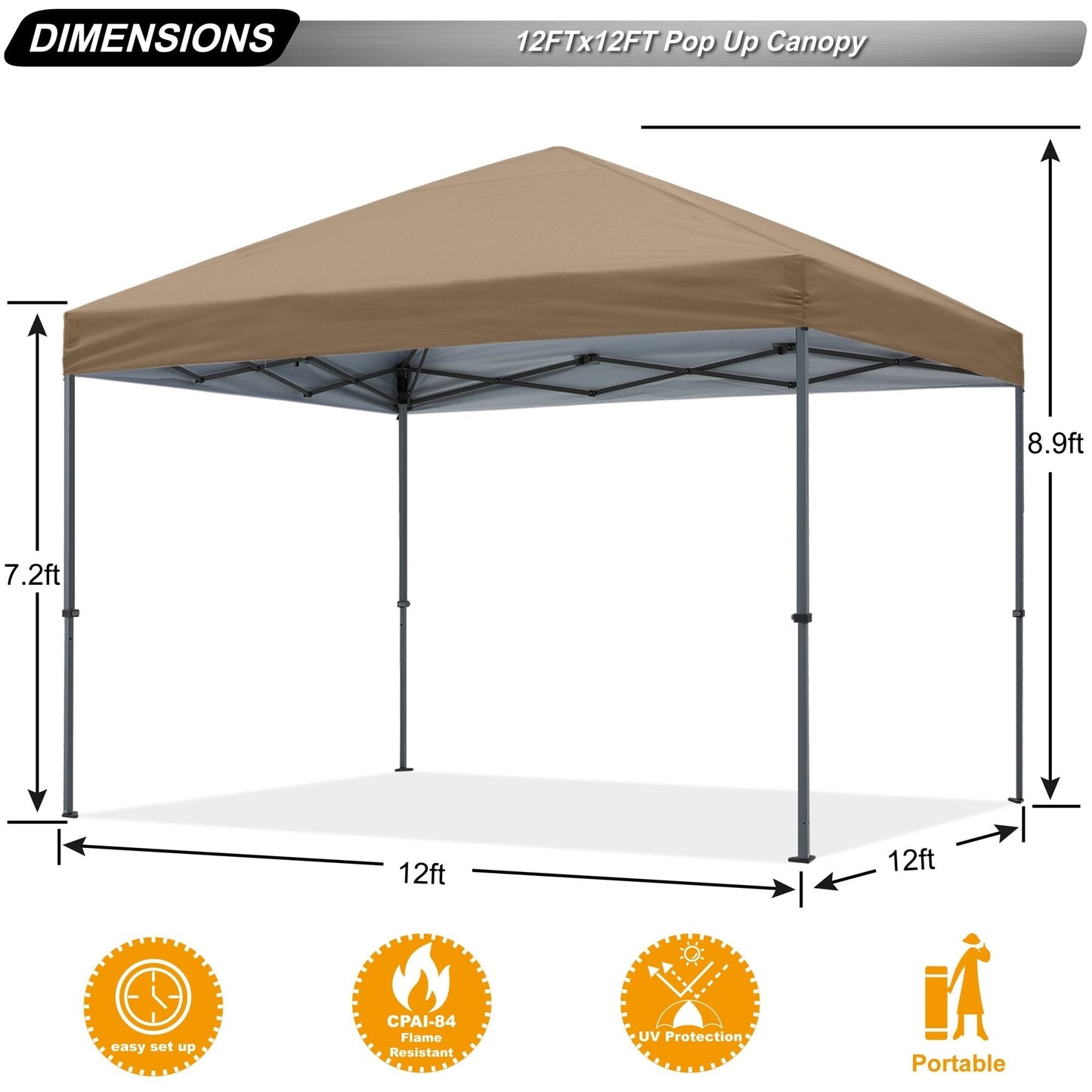 ABCCANOPY Tente de parasol pliable facile à installer, durable, pour extérieur.