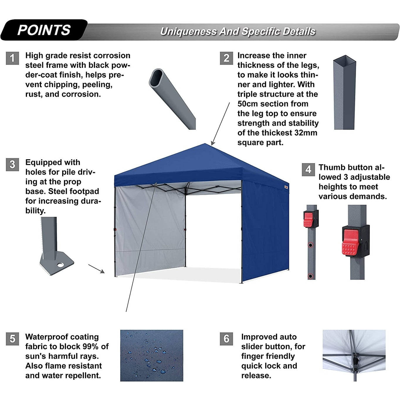 ABCCANOPY Tente de parasol pliable facile à installer, durable, pour extérieur.