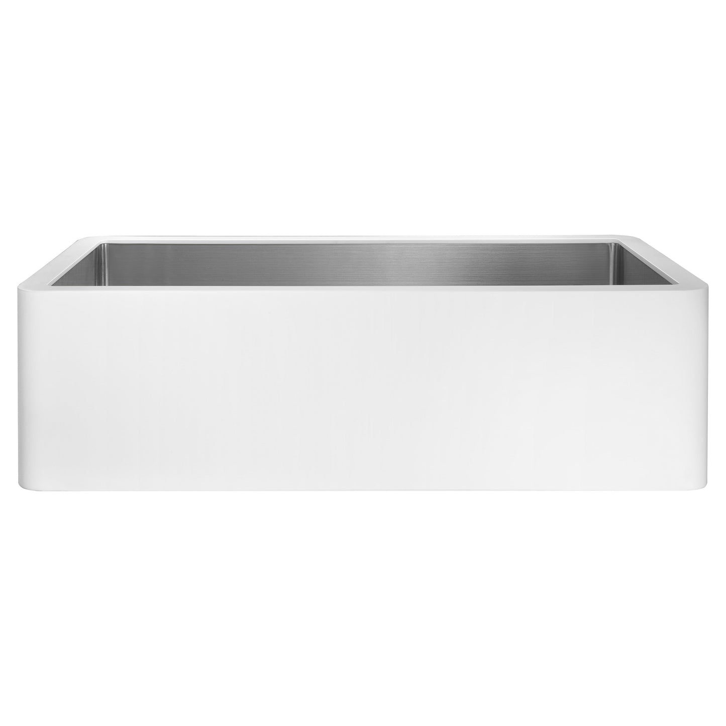 ANZZI Apollo Évier de cuisine de style farmhouse en surface solide blanche mate, 36 po, à simple cuve avec intérieur en acier inoxydable